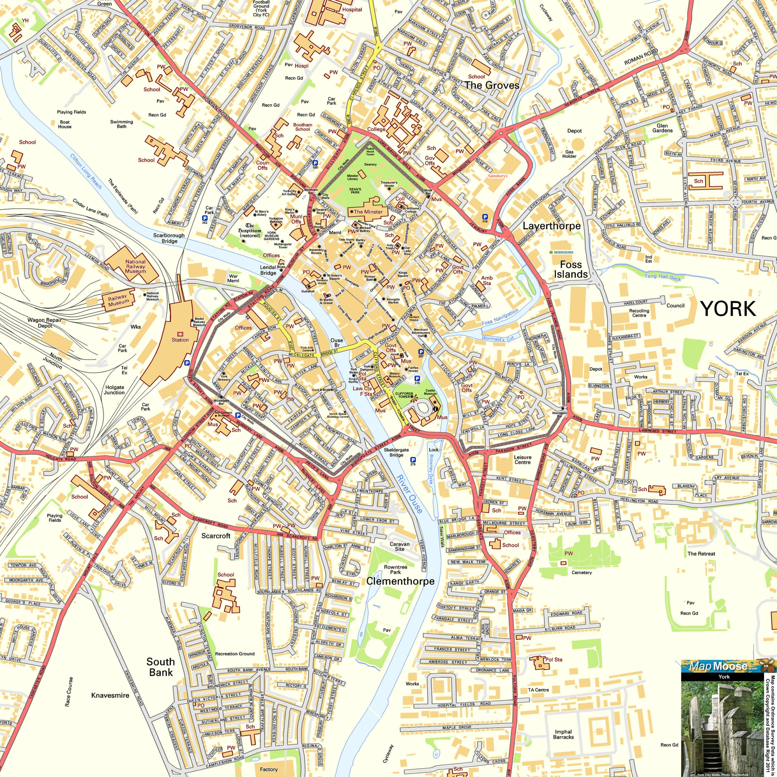 York Offline Street Map Including The Minster City Walls Cliffords 