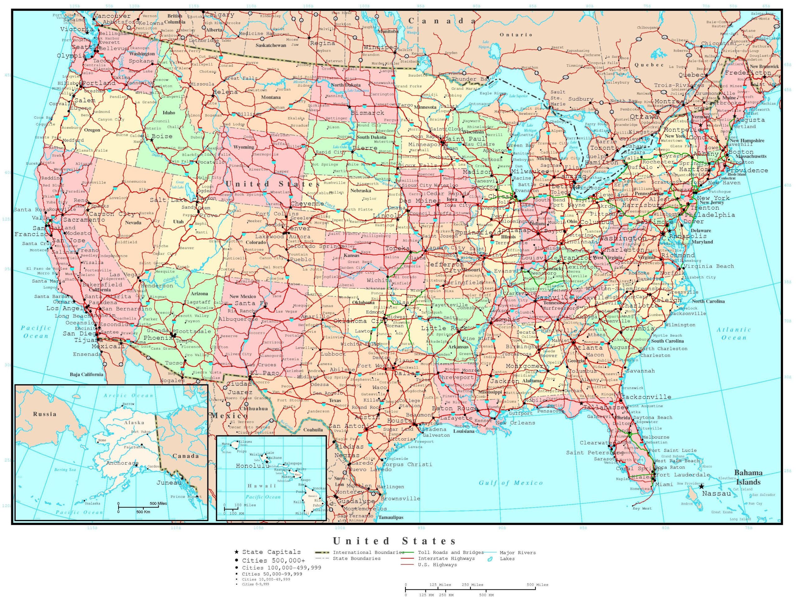 10 Beautiful Free Printable Road Map Of The United States Printable Map