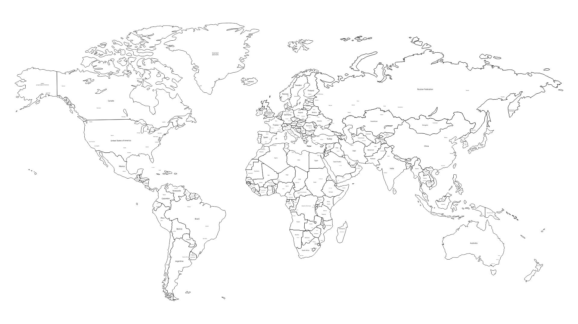 10 Best Black And White World Map Printable Printablee