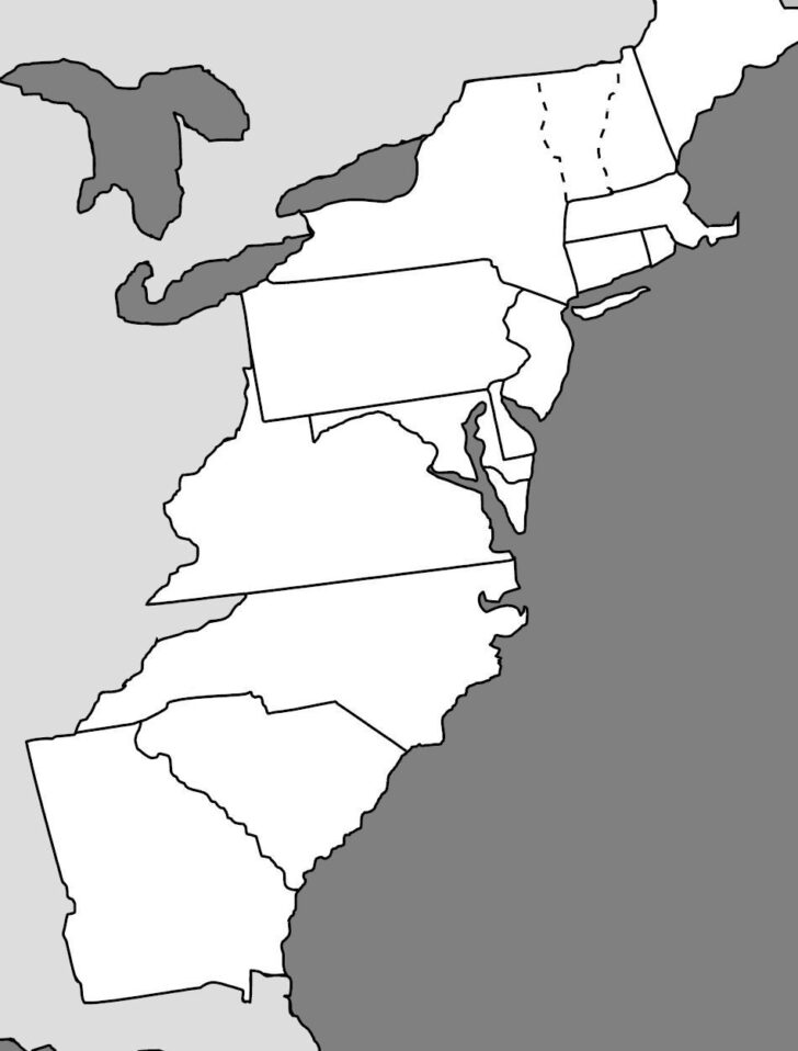Printable Outline Map Of The 13 Colonies