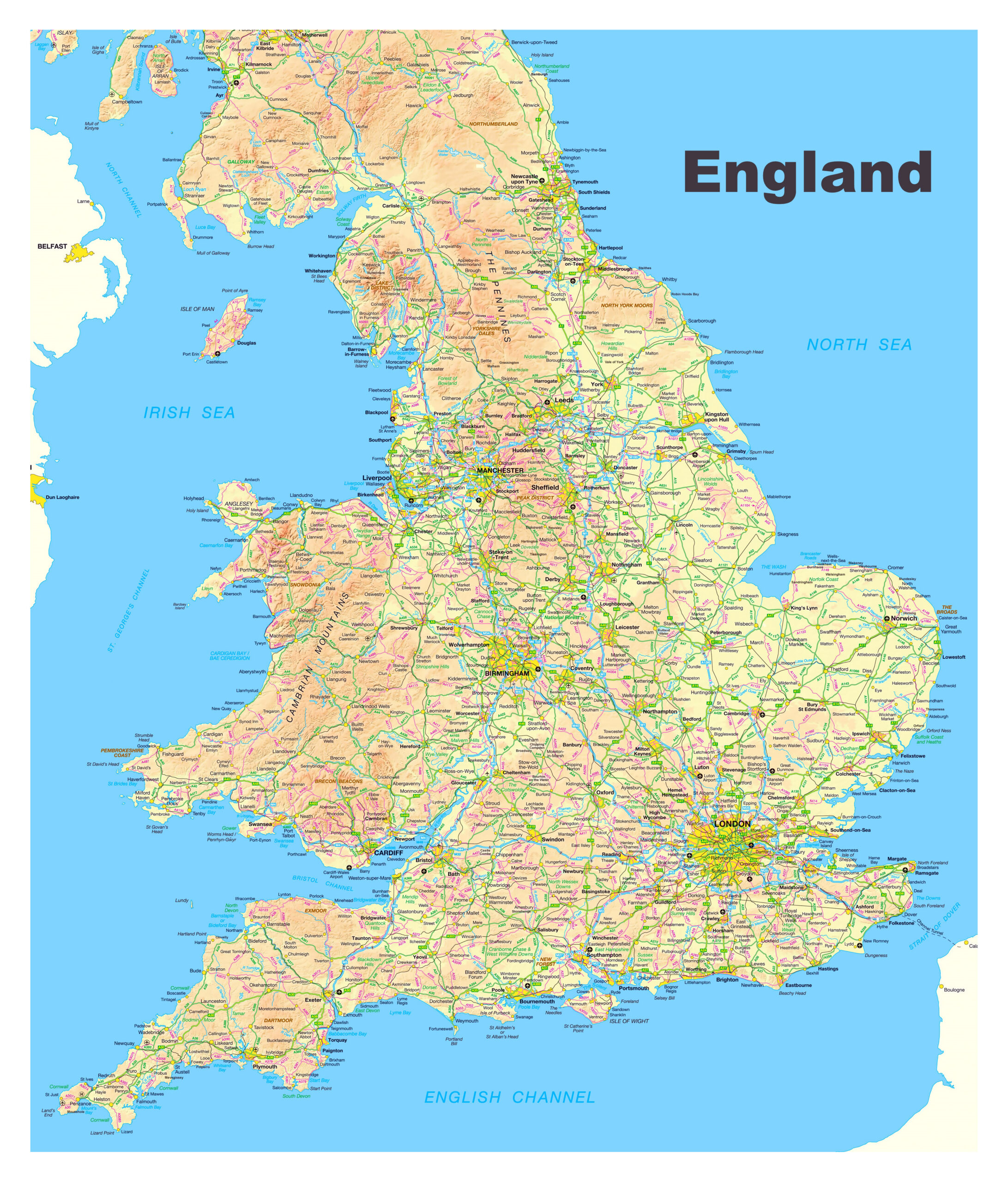 Printable Map Of England With Cities | Adams Printable Map