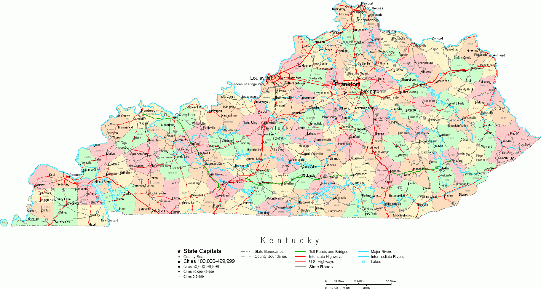 33 Printable Map Of Kentucky Maps Database Source