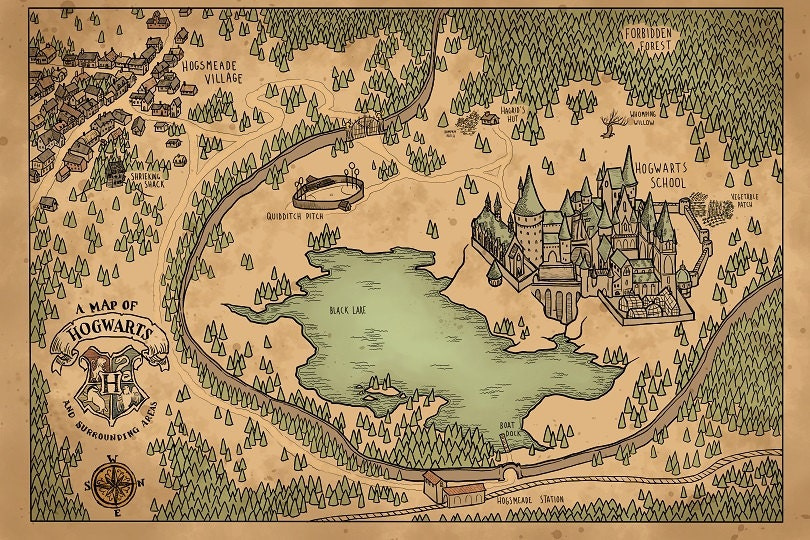 A Map Of Hogwarts And Surrounding Areas