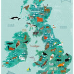 A2 Wildlife Of The British Isles Map Etsy Illustrated Map Scotland