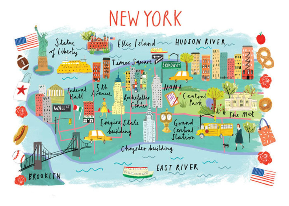 A4 Giclee Print Of New York Etsy Map Of New York York Map New 