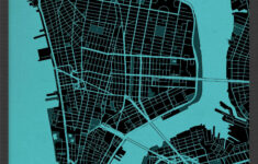 a4 new york city street map print turquoise wood frame black A4 New York City Street Map Print Turquoise Wood Frame Black