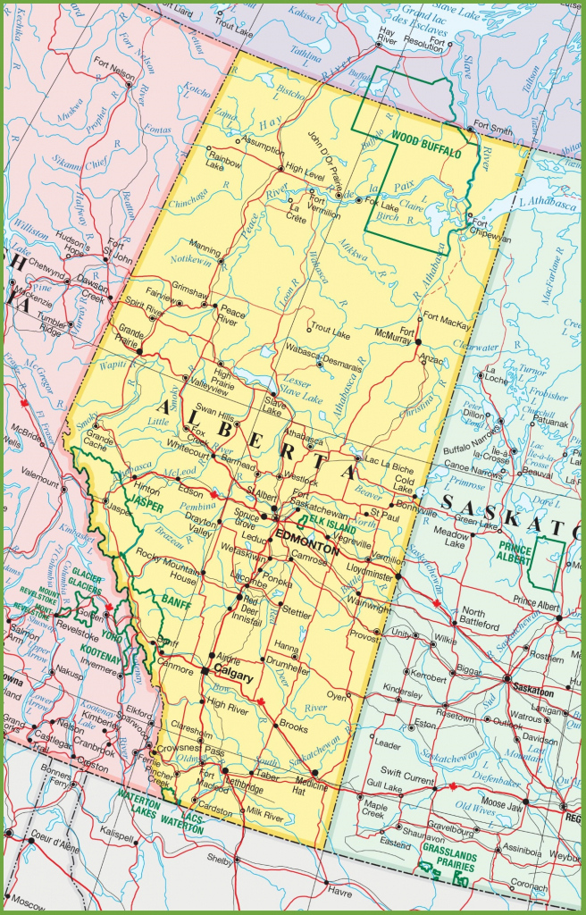 Alb New Road Map Alberta Canada Diamant Ltd Intended For Printable 