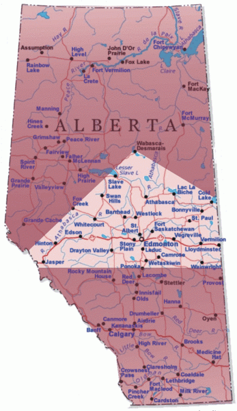 Alberta Canada Map With Cities