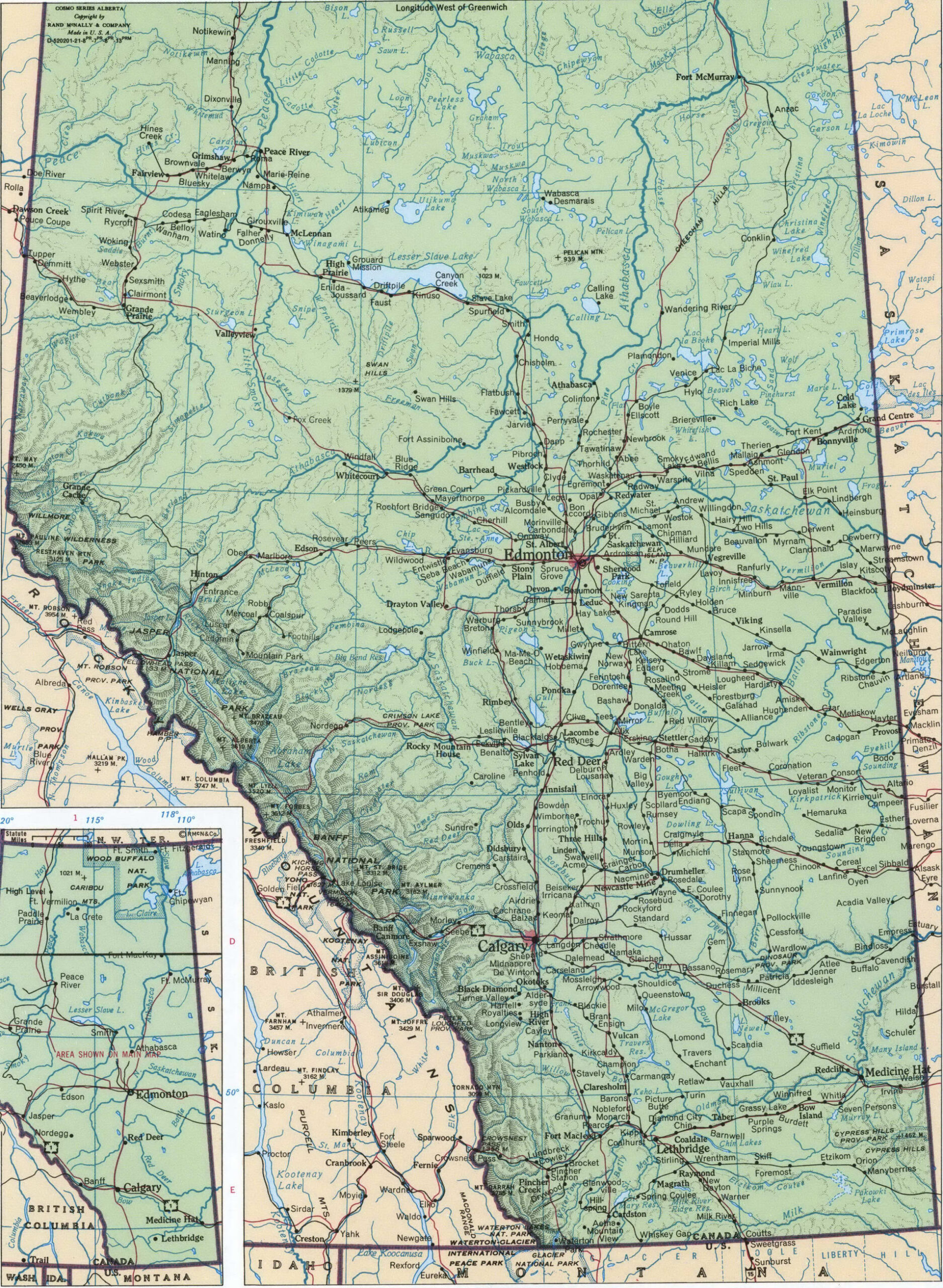 Alberta Detailed Geographic Map Free Printable Geographical Map Alberta 