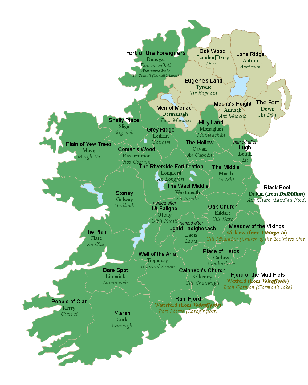 All 32 Counties Of Ireland With Their Literal English Translations