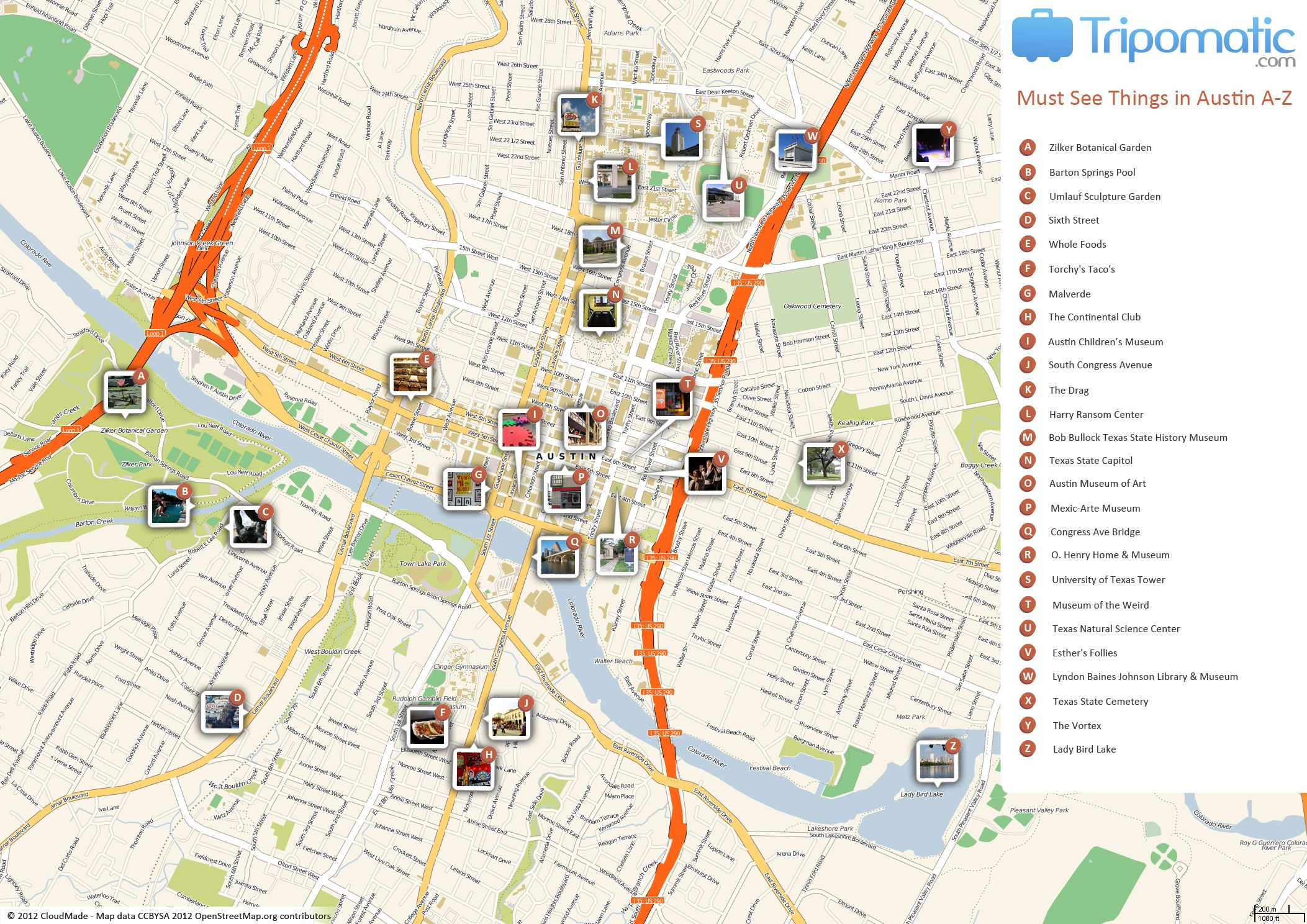 Austin Printable Tourist Map Free Tourist Maps Pinterest Austin 