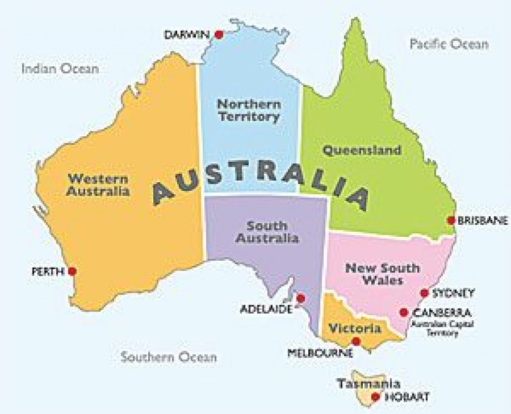 Australian States And Territories Map Printable Map