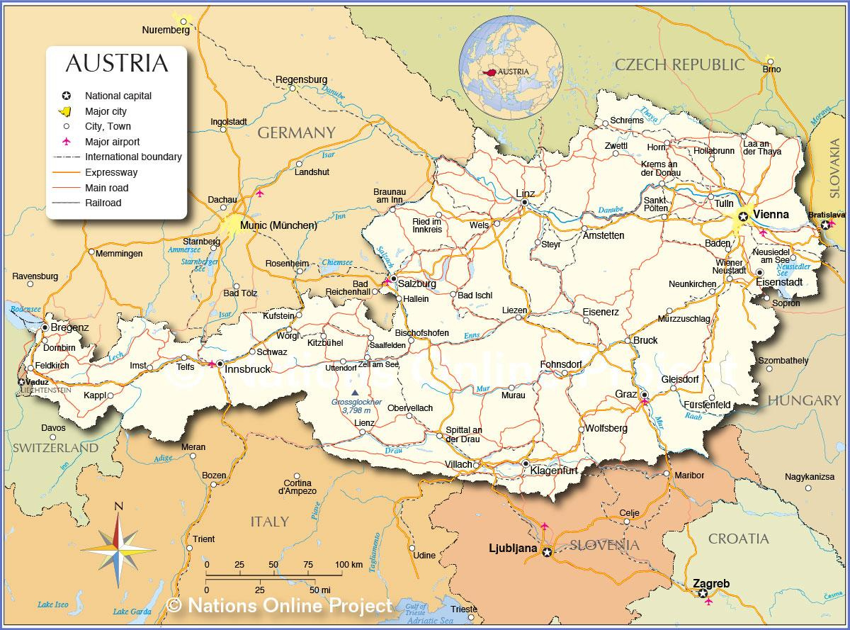 Austria Map Cities Map Of Austria With Cities And Towns Western 