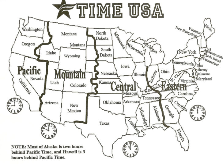 Timezones Map Black And White