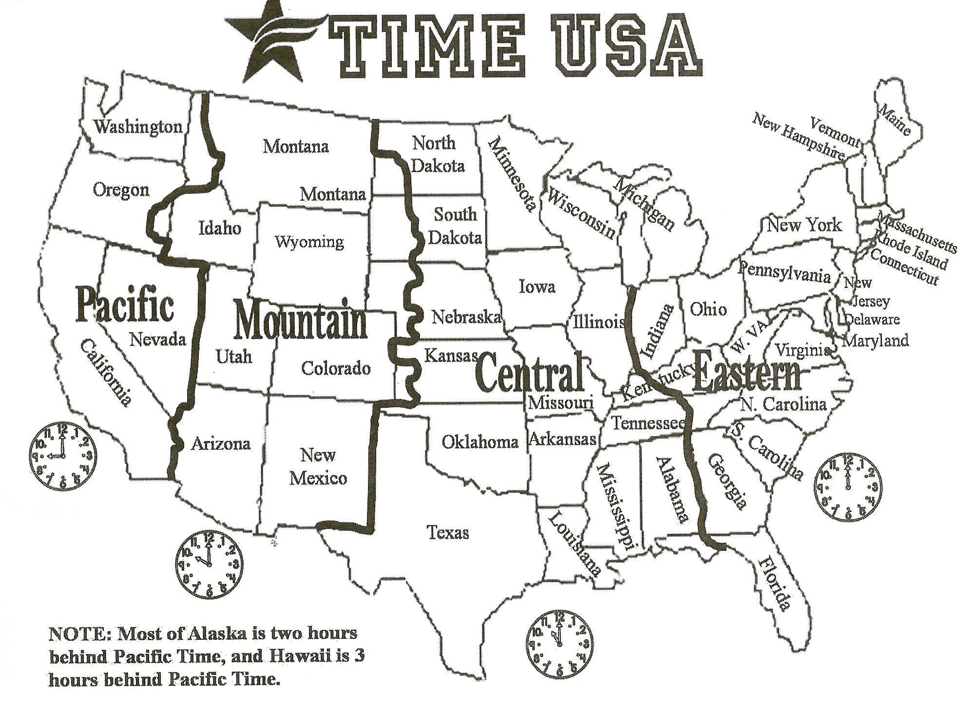 BLACK AND WHITE Us Time Zone Map Google Search Time Zone Map 