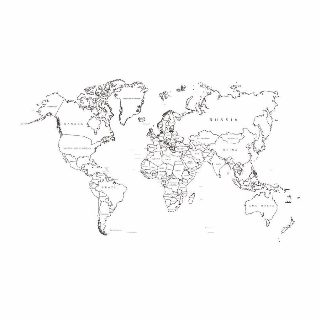 Black And White World Map Labeled Countries In 2020 World Map Design Adams Printable Map 9815