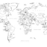 Black And White World Map Labeled Countries World Political Map