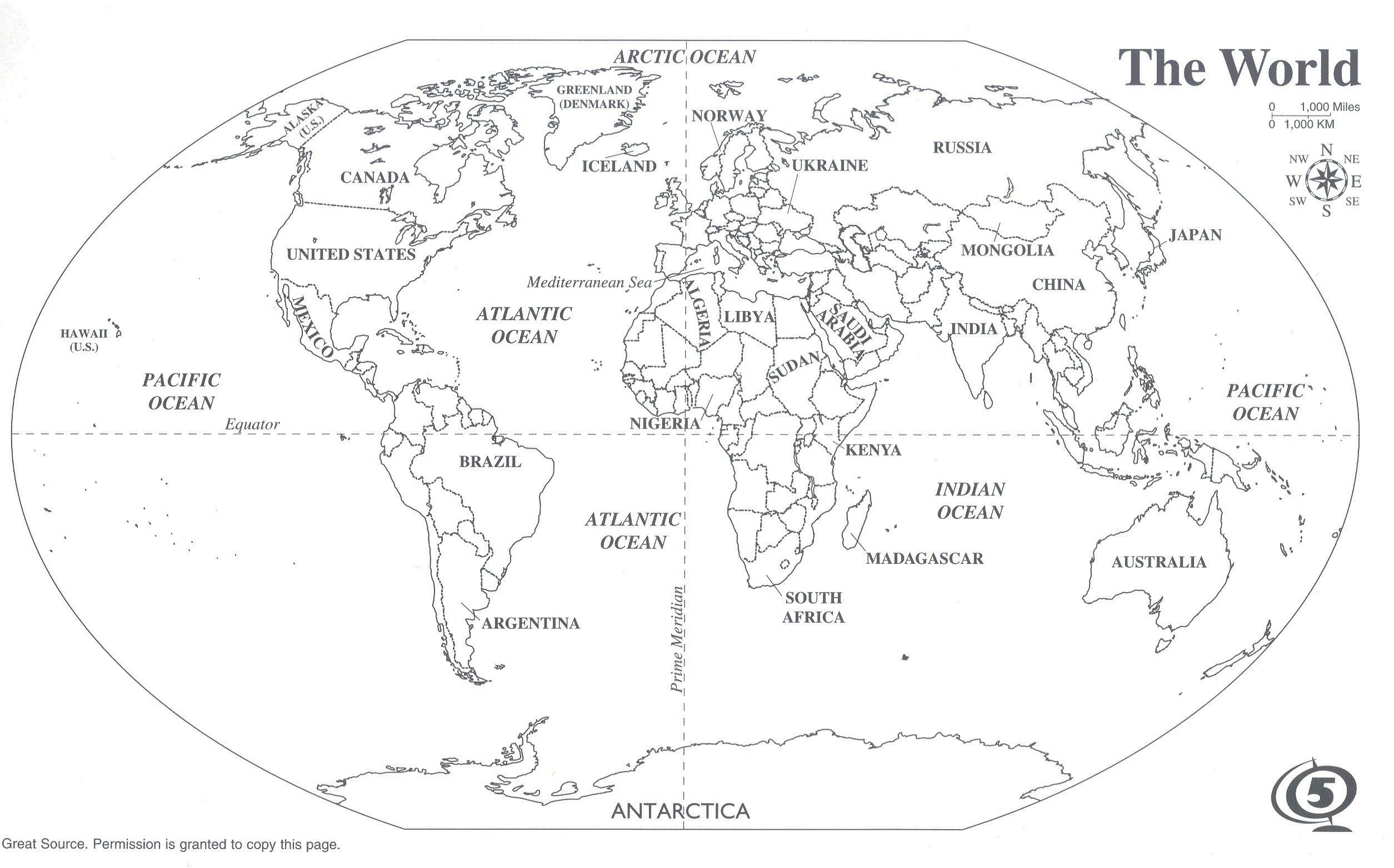 Black And White World Map With Continents Labeled Best Of Printable 