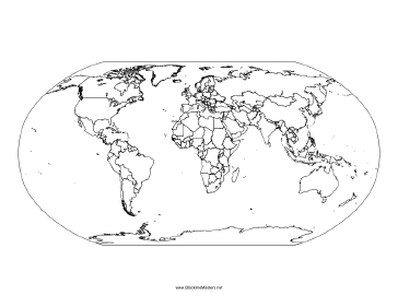 Blackline Map Of The World