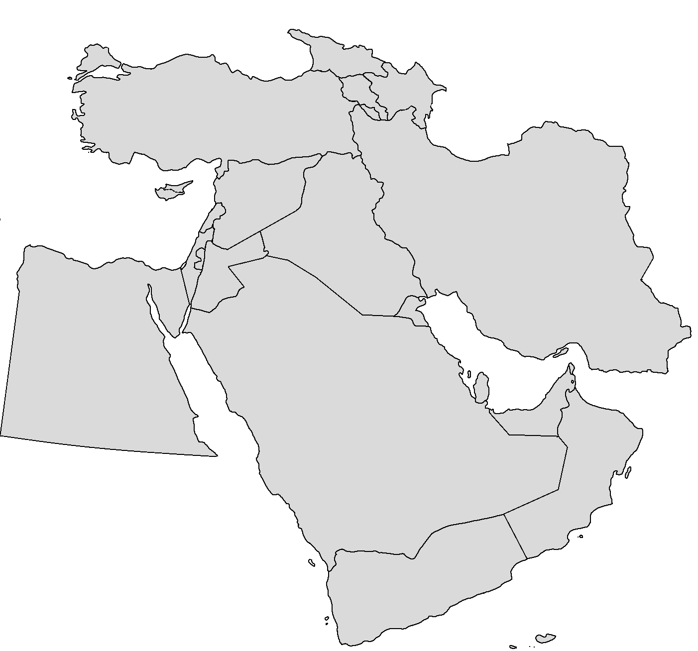 Blank Map Middle East Time Zones Map World