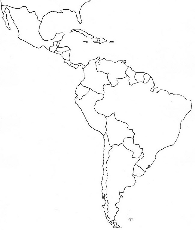 Blank Map Of Central And South America Printable