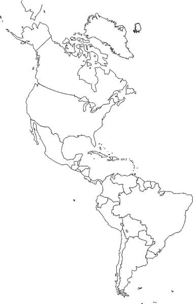 Blank Map Of North America And South America