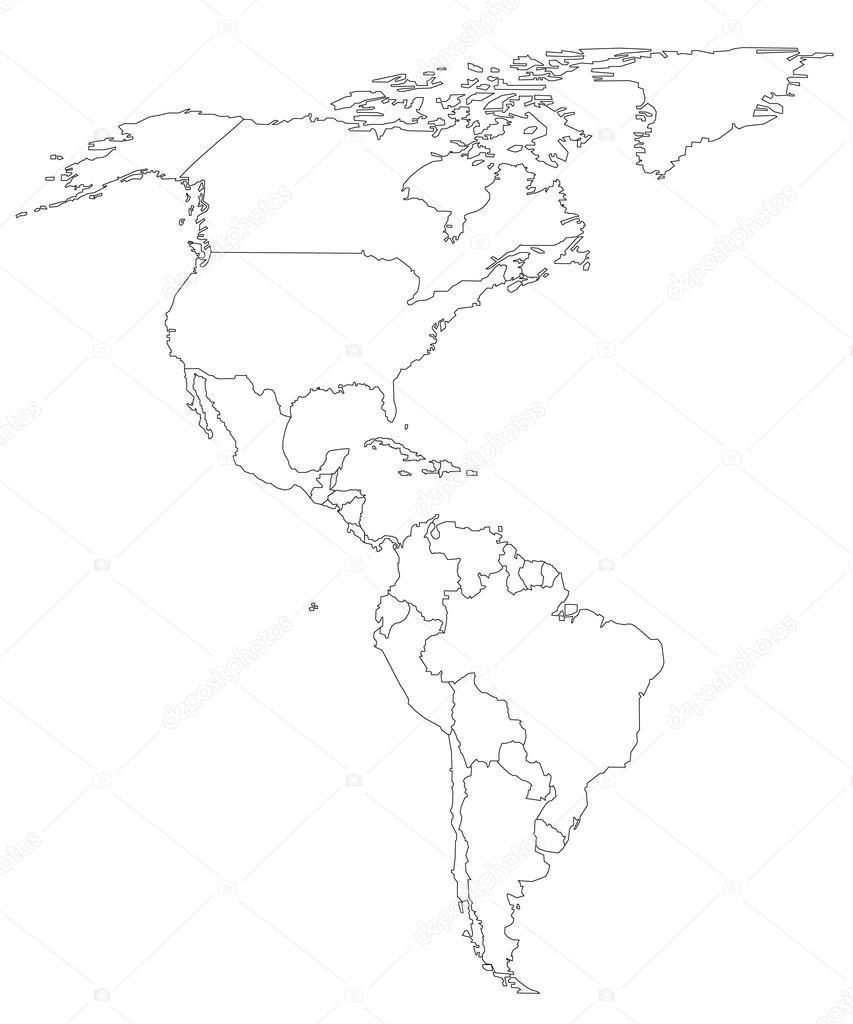 Blank Map Of The Americas Printable | Adams Printable Map