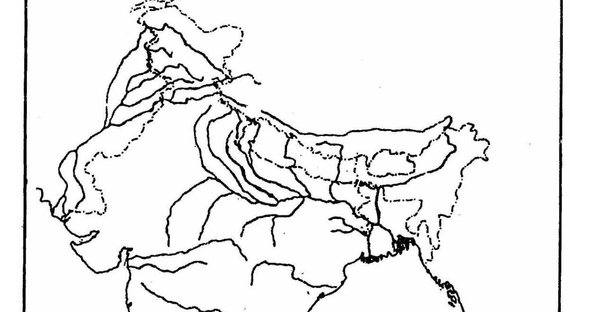 Blank River Map Of India ICSE GEOGRAPHY | Adams Printable Map