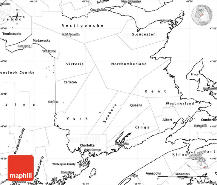 Printable Map Of New Brunswick To Colour