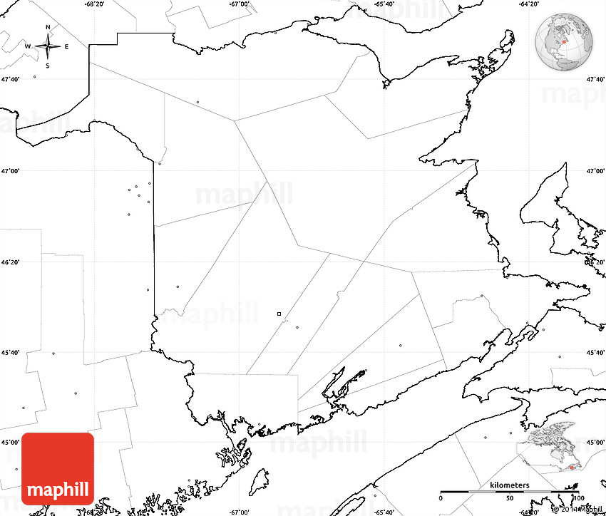 Blank Simple Map Of New Brunswick No Labels