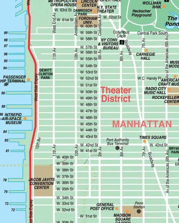 Broadway Theater District Map New York City Nyc Map New York City 