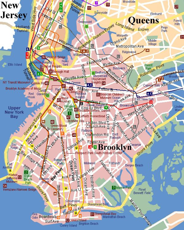 Brooklyn Attractions Map Brooklyn Mappery Map Of New York 