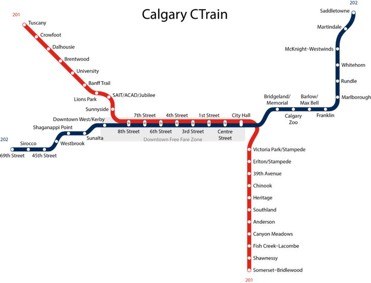 Calgary Light Rail System Map Grey Area Is FREE Http lrt daxack ca 