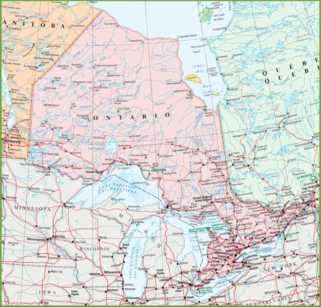 Printable Map Of Ontario Adams Printable Map