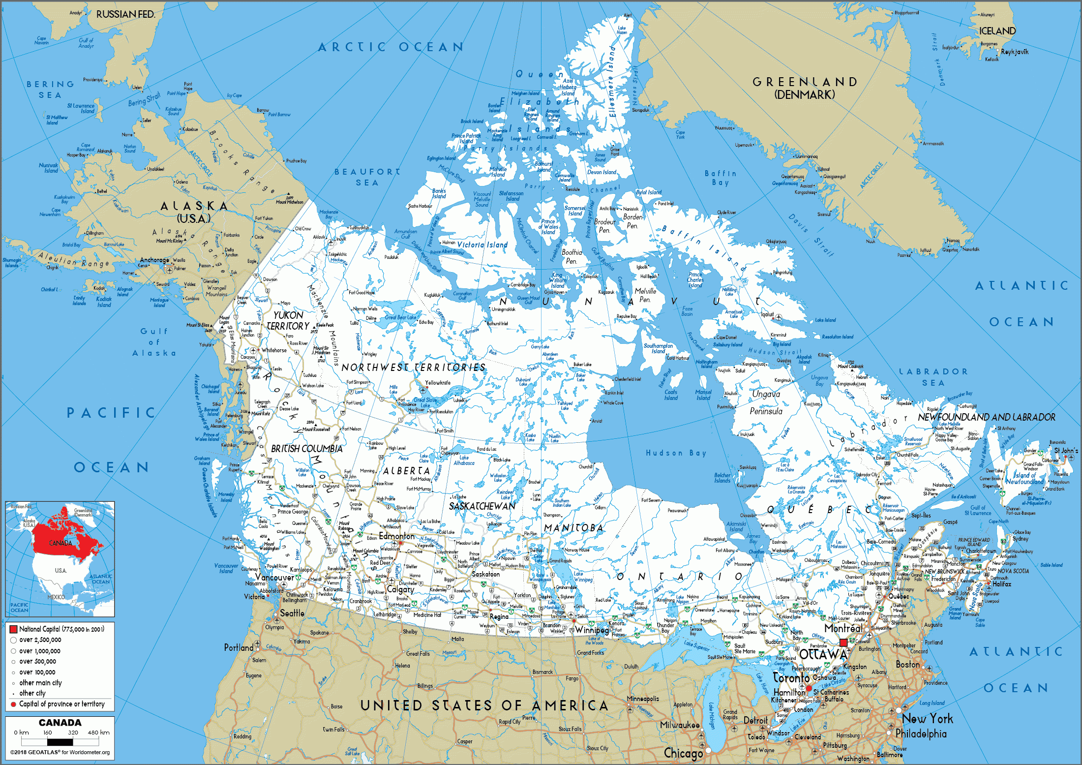 Canada Map Road Worldometer