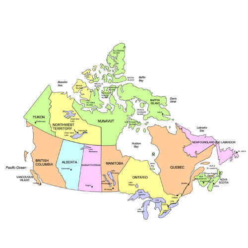 Canada Printable PDF And Editable Powerpoint Map With Provinces 