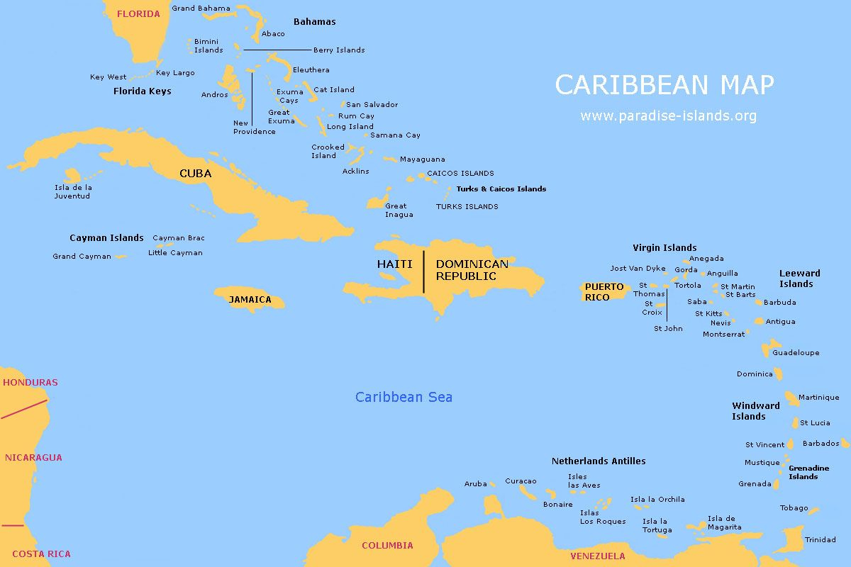 Caribbean Map Free Map Of The Caribbean Islands Caribbean Islands 