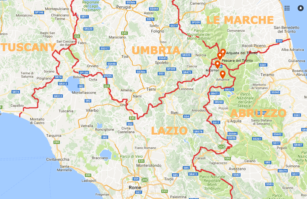 Central Italy Earthquake Areas Affected And Those Not Affected 