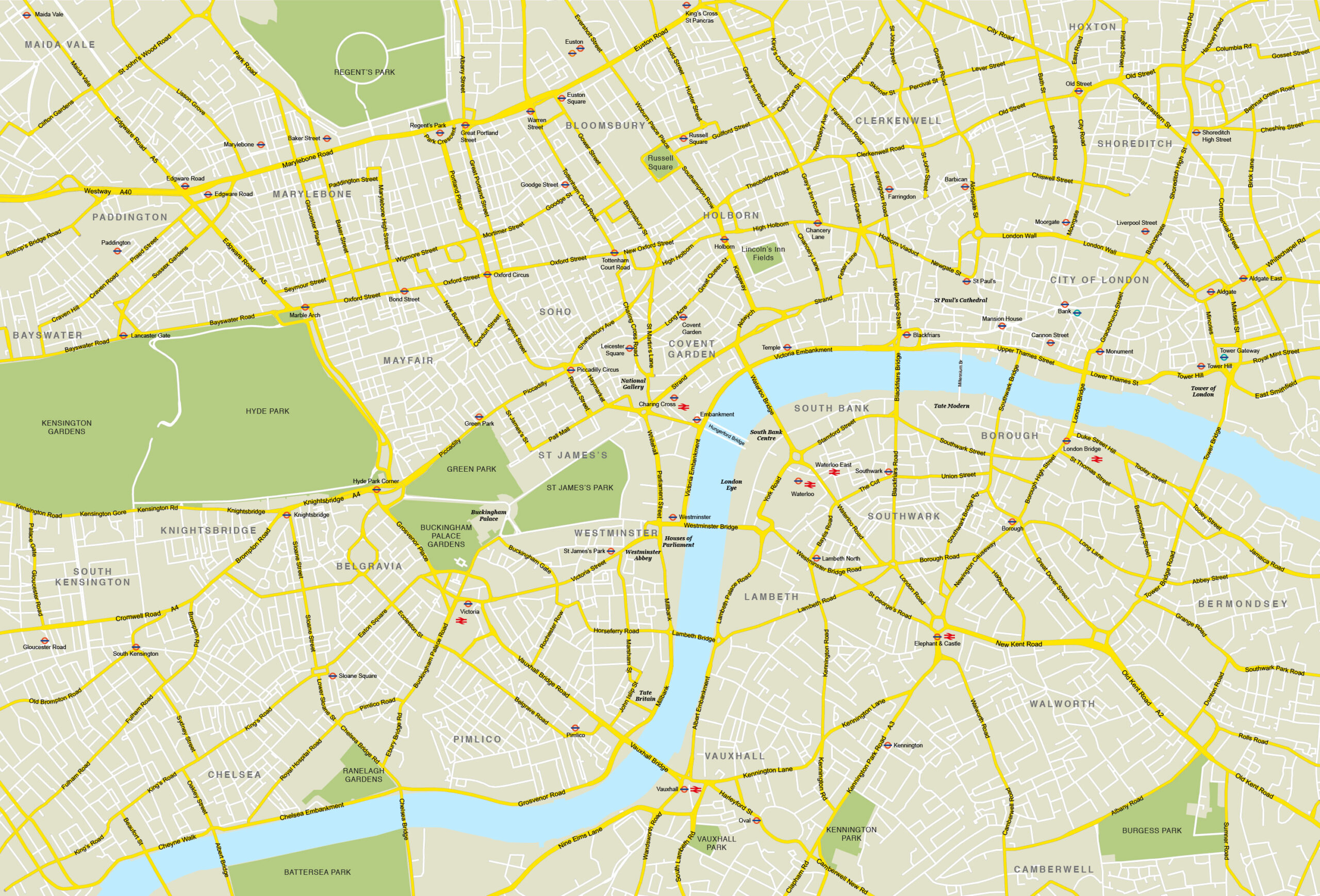 Central London Map Royalty Free Editable Vector Map Maproom