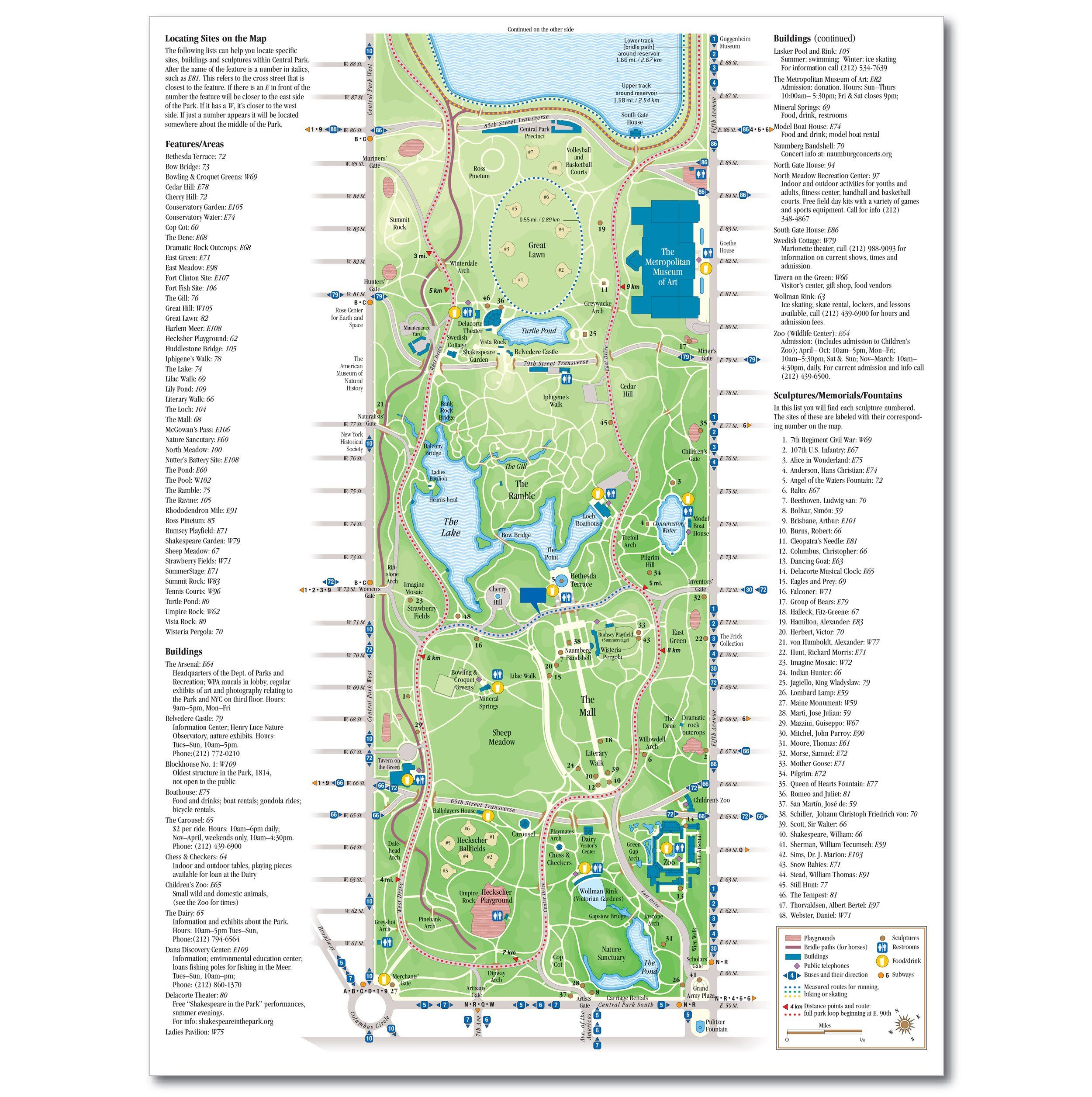 Central Park Map Central Park Map Central Park Park South