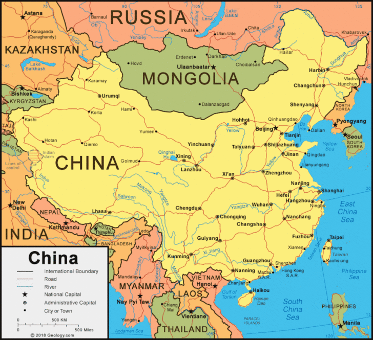 Free Printable Map Of China