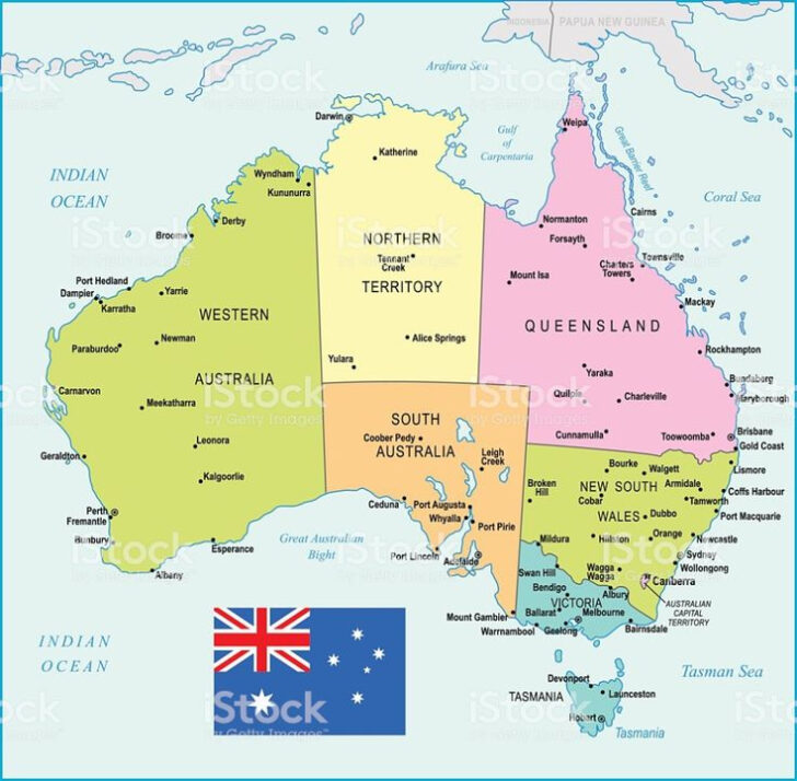 Colored Map Of The Australia Australia Map Illustrated Map Map Adams Printable Map