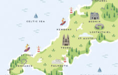 Cornwall Offline Map Including The Cornish Coastline Lands End Within