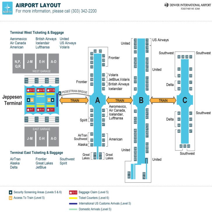 Printable Airport Terminal Maps Denver