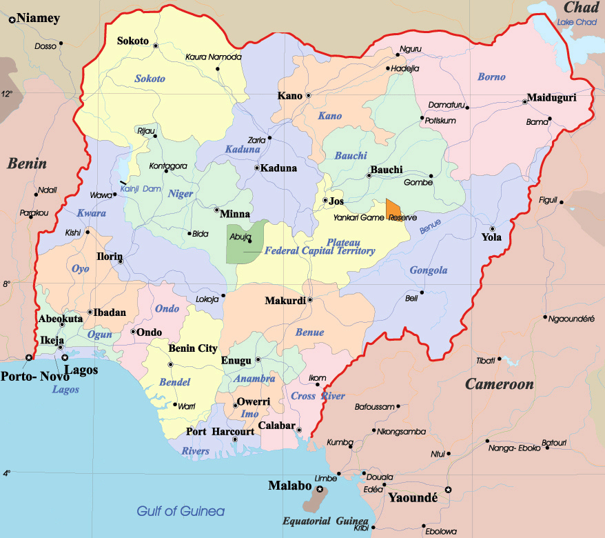 Detailed Administrative Map Of Nigeria Nigeria Detailed Administrative 