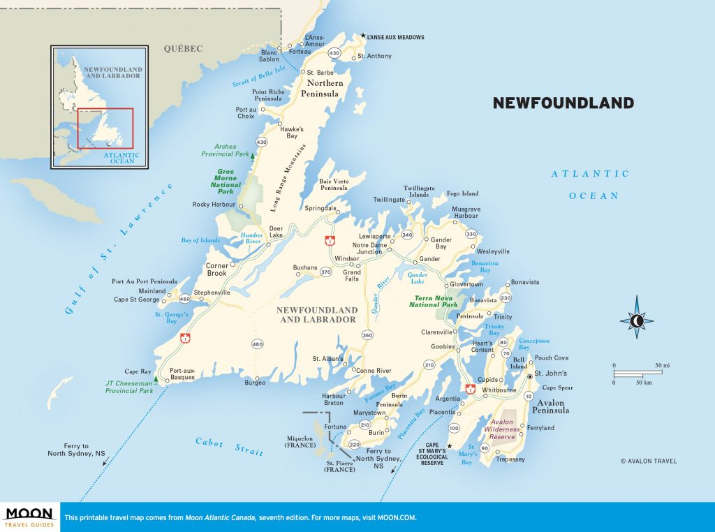 Detailed Map Of Newfoundland And Travel Information Download Free 