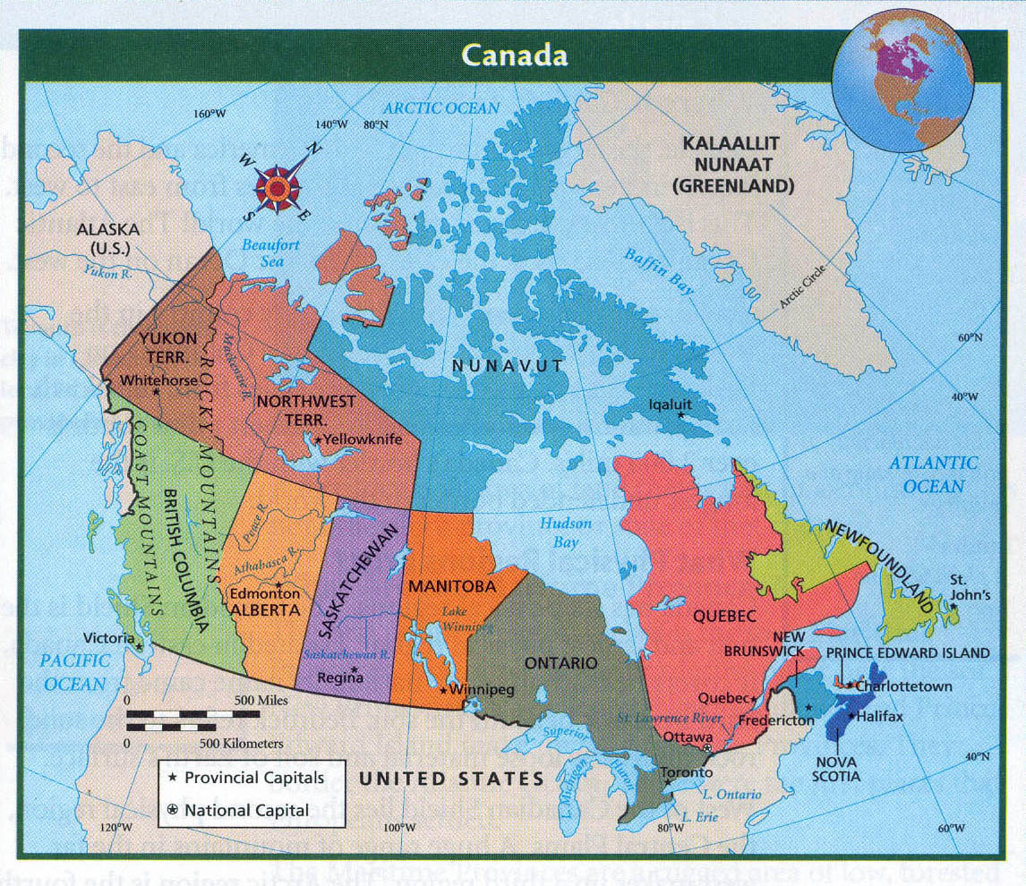 Detailed Political And Administrative Map Of Canada With Major Cities 