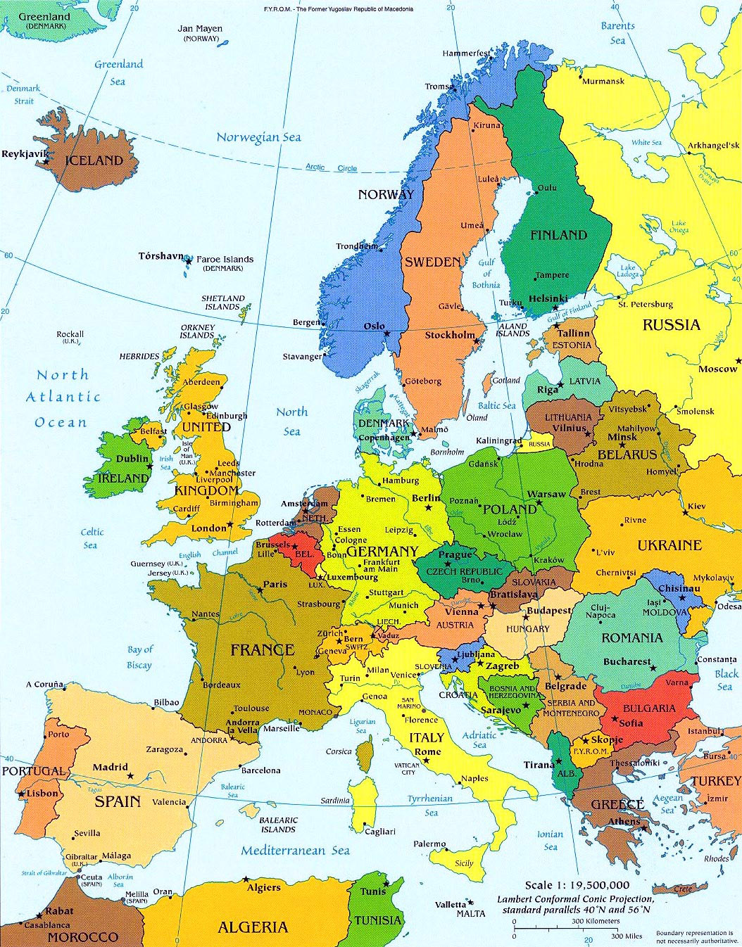 Detailed Political Map Of Europe With Capitals Europe Detailed 