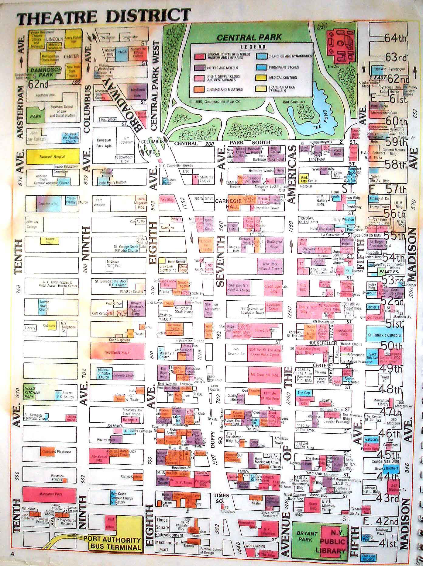 Detailed Theatre District Map Of Manhattan Manhattan Detailed Theatre 