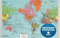 Digital Old World Map Printable Download Vintage World Map PRINTABLE